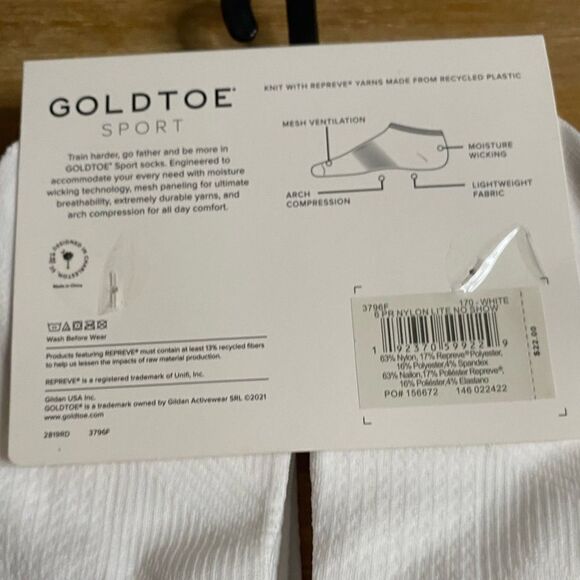 NWT GOLDTOE Men's White Nylon Lite No Show Socks, 6-Pairs Shoe Size 6-12 - Picture 7 of 8